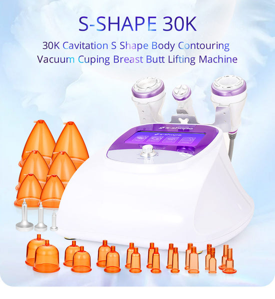 30K Ultrasonic Cavitation S Shape Vacuum Cuping Body Contouring Breast Butt Lifting Machine - Suerbeaty