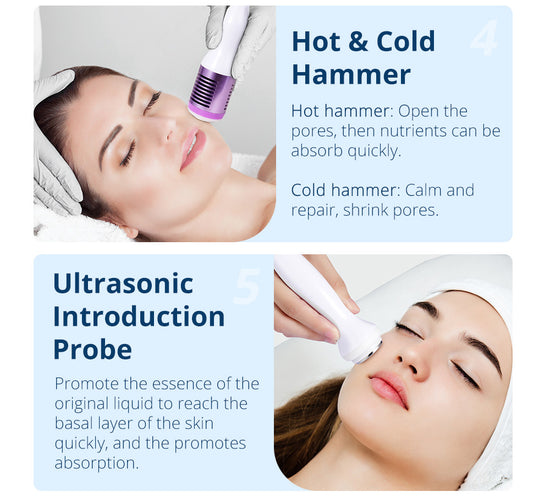Peneelily Pro Hydra Facial Ultrasonic Bio Skin Scrubber Hot Cold Care Beauty Spa - Suerbeaty