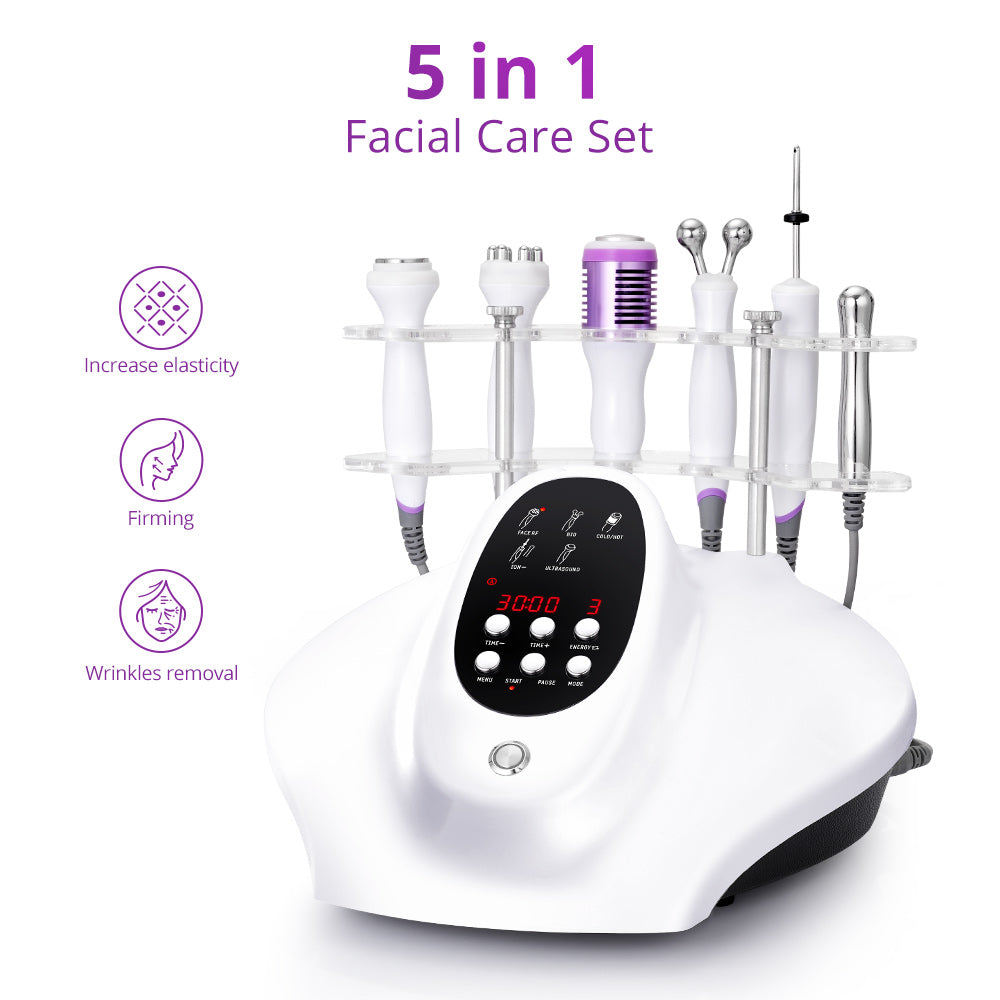 5IN1 Ultrasound RF Bio Hot&Cold Hammer Skin Care Facial Rejuvenation Skin Lift - Suerbeaty
