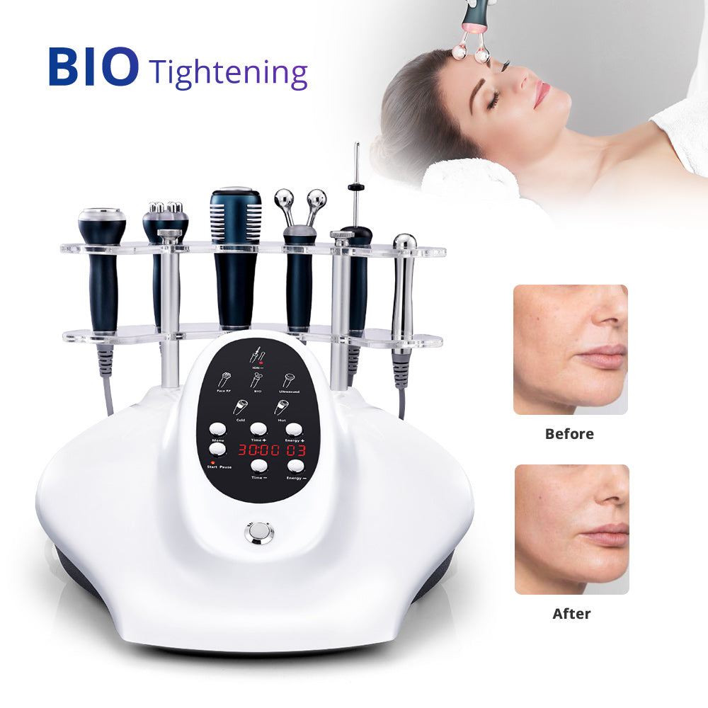 5IN1 Ultrasonic Radio Frequency Galvanic Microcurrent Therapy V Face Cold Hammer Face Lifting Device - Suerbeaty